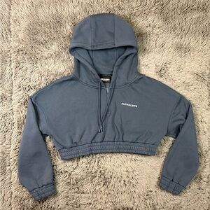 Alphalete Cropped Hoodie Women’s Medium Blue Half Zip Athleisure Pullover